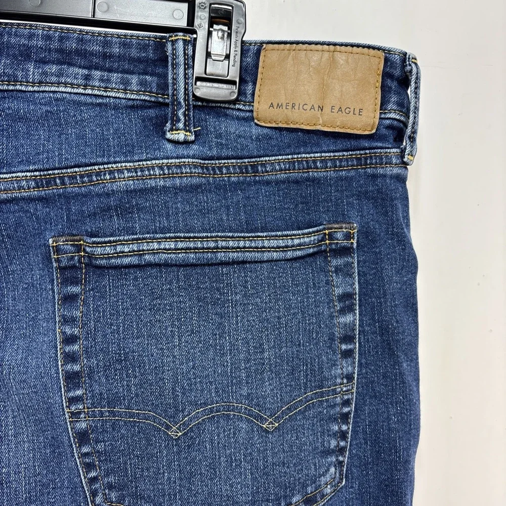 American Eagle‎ Original Boot Jeans Mens 40x32 Dark Blue Denim Pants Whiskered